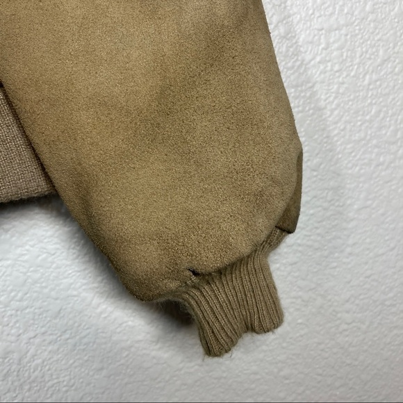Vintage London Fog Bomber Jacket 70’s Suede Leather Beige Men’s Size 46 Reg - Picture 6 of 12